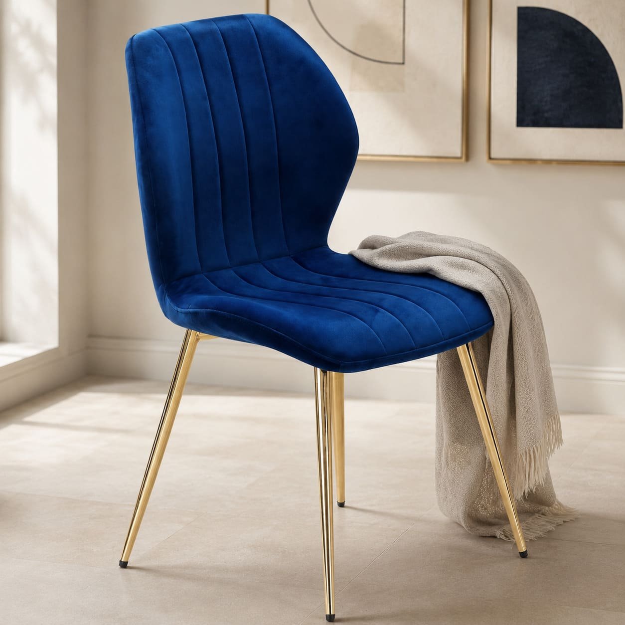 DC-0001 [Brussels Deep Blue Gold Leg Dining Chair] - Image 2