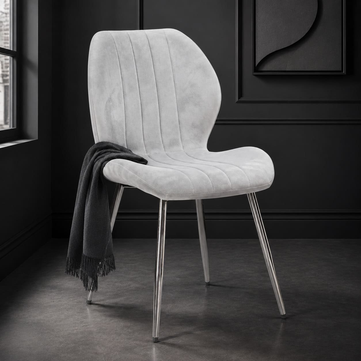 DC-0003 [Brussels Grey Silver Leg Dining Chair] - Image 2